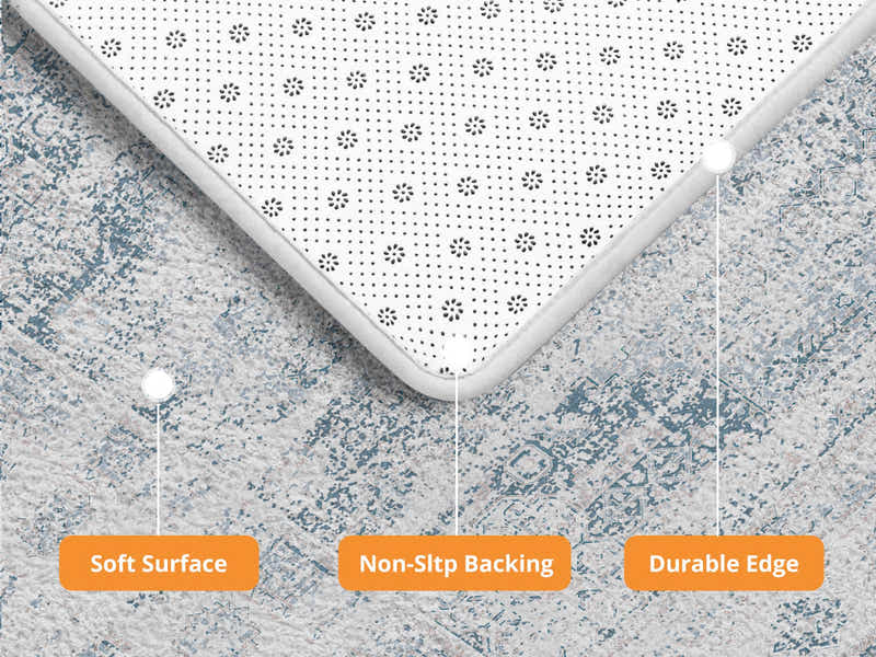 Printed Rug 200x300 Vintage Blue