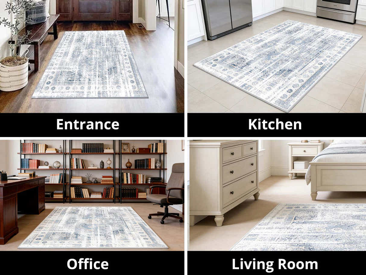 Printed Rug 200cm x 300cm - Vintage Blue