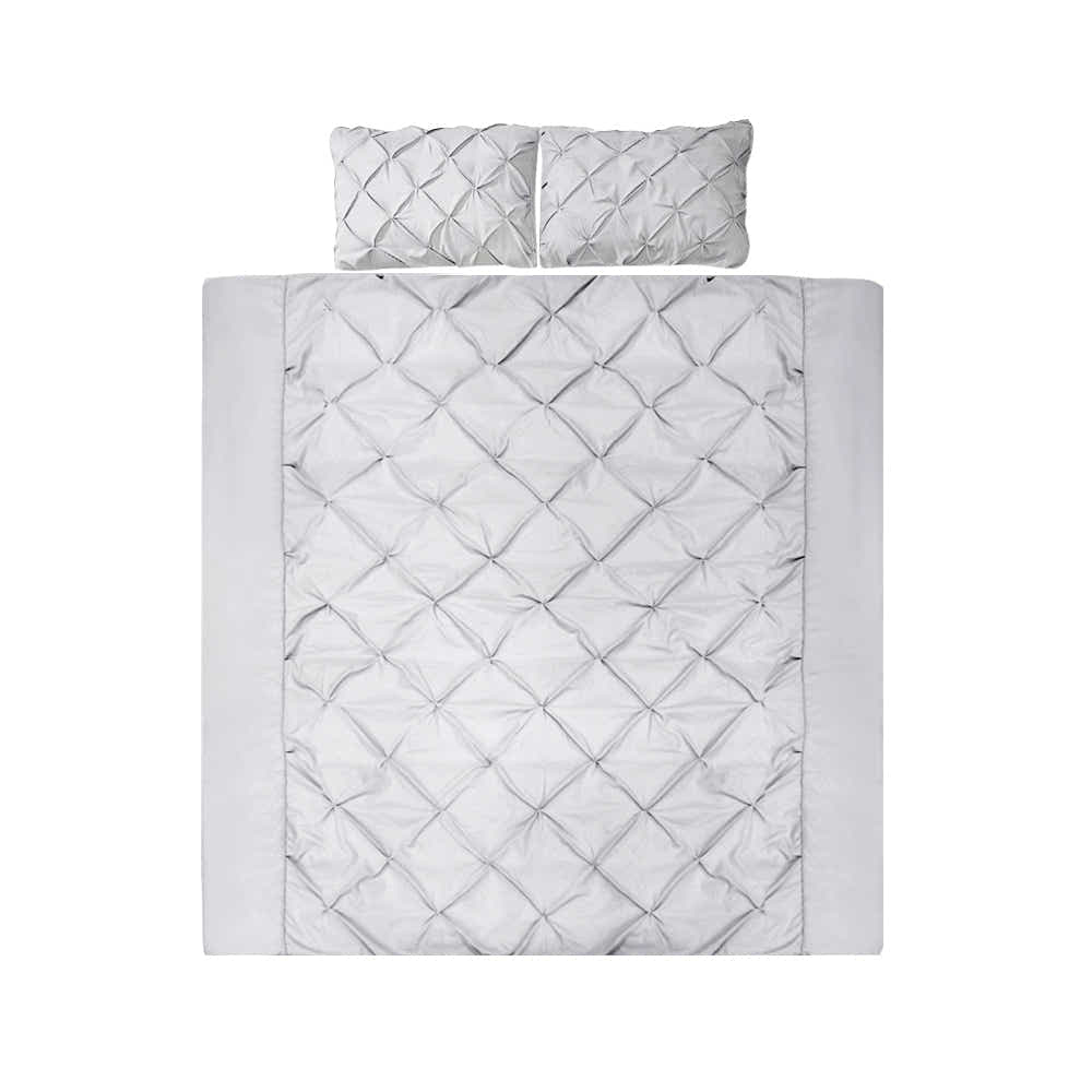 DS NA Giselle Bedding Quilt Cover Set Diamond Pinch Grey Queen