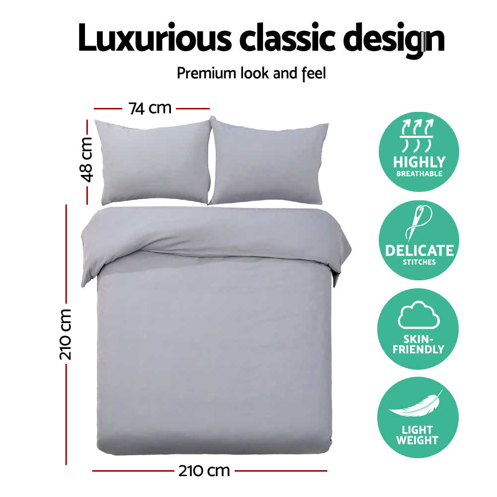 DS NA Giselle Bedding Quilt Cover Set Classic Grey Queen