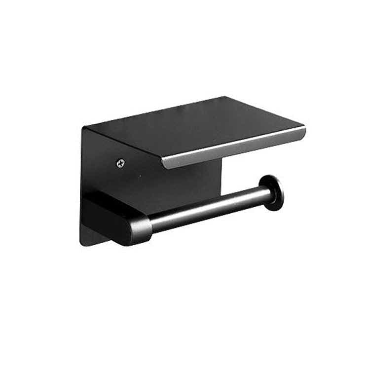 DS BS Stainless Steel Toilet Paper Roll Holder with Shelf-Black