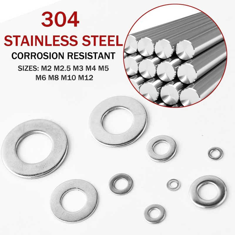 DS BS 684Pcs 304 Stainless Steel Flat Washers Assortment Washers Hardware Set