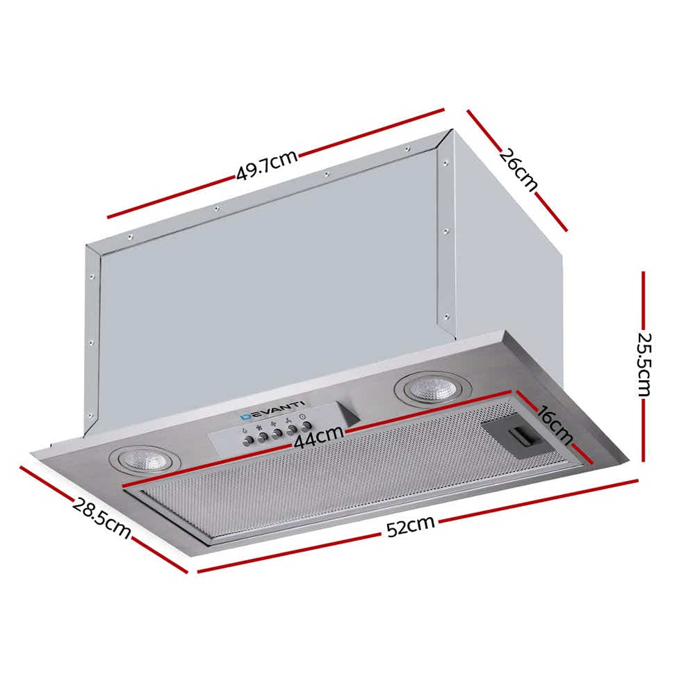 DS NA Devanti 520mm Range Hood 52cm Rangehood Stainless Steel