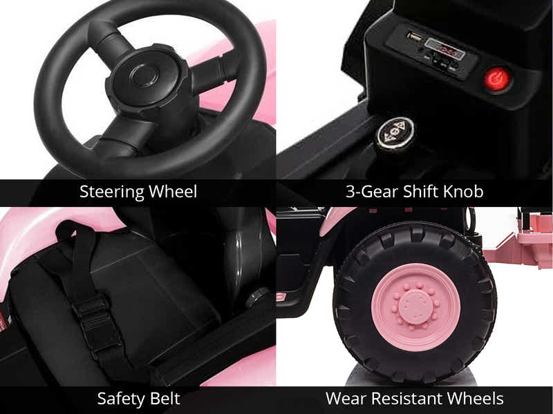 Ride On Tractor With Trailler Pink