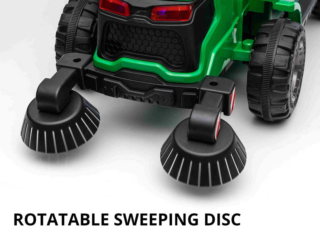 Kids Ride On Sweeper With Trash Can - Green