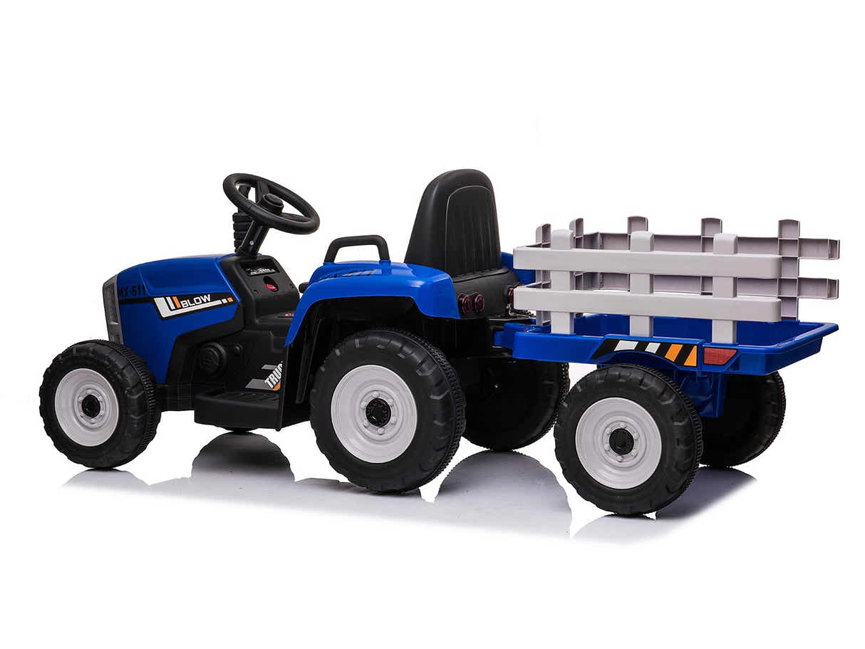 Kids Ride On Tractor with Trailer - Blue
