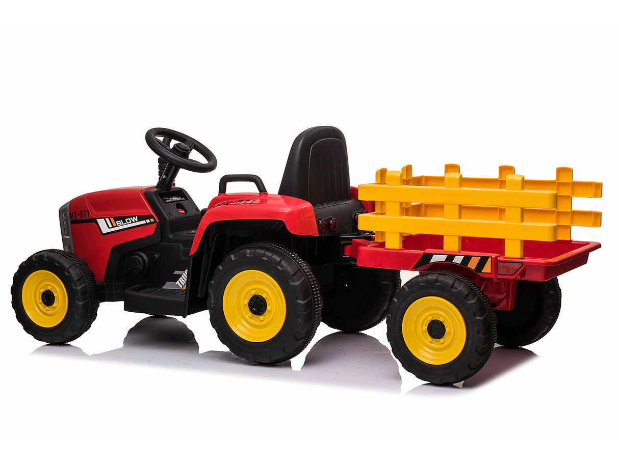Kids Ride On Tractor with Trailer - Red