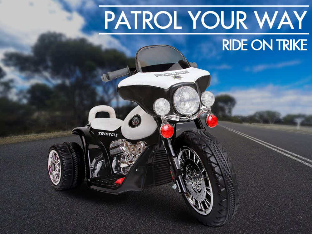 Kids Ride On Police Motorbike - Black