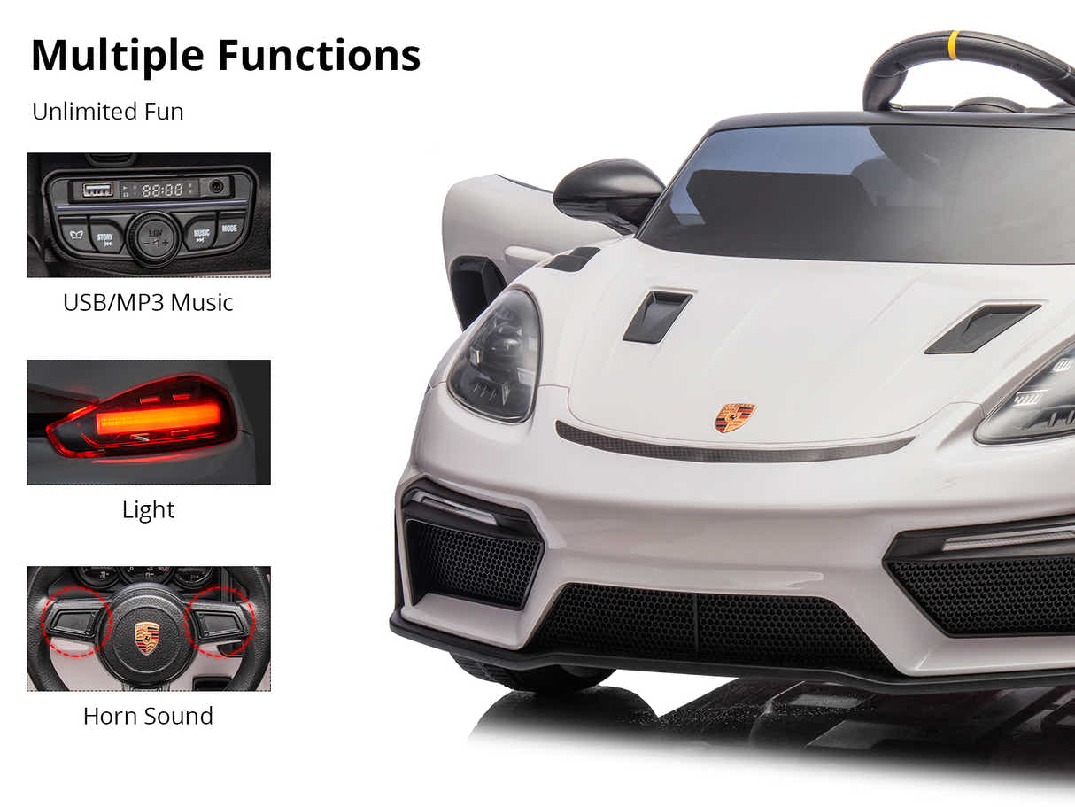 Kids Ride On Car Licensed Porsche 718 - White