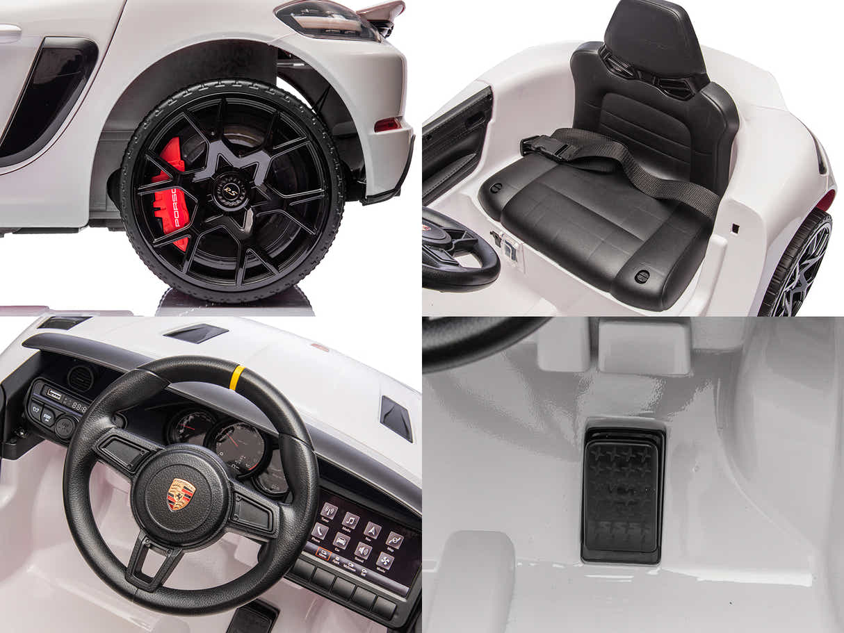 Kids Ride On Car Licensed Porsche 718 - White