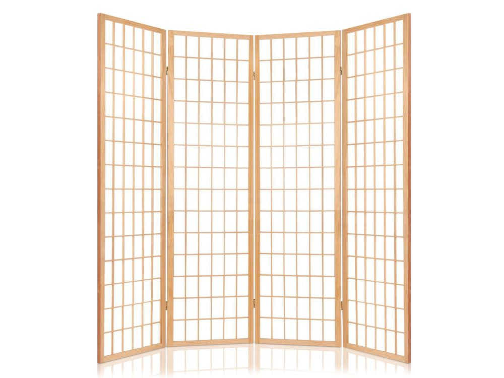 4-Panel Room Divider C M1 - Natural Wood
