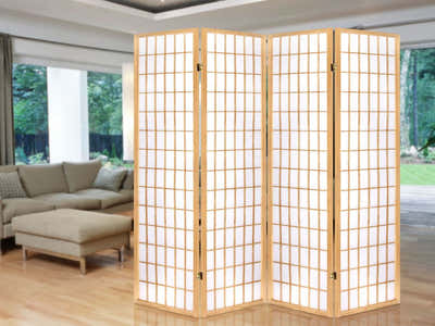 4-Panel Room Divider C M1 - Natural Wood