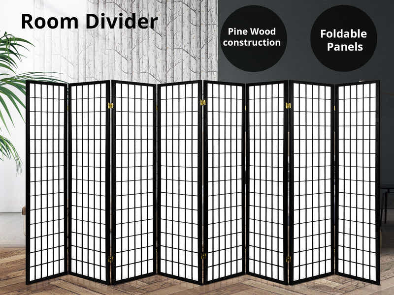 8-Panel Room Divider C M1 - Black