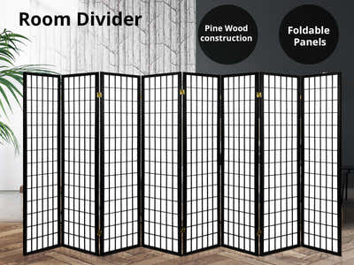 8-Panel Room Divider C M1 - Black