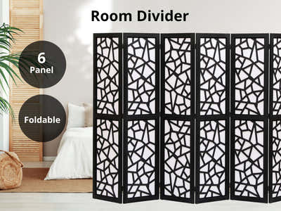 6-Panel Room Divider C M7 - Black