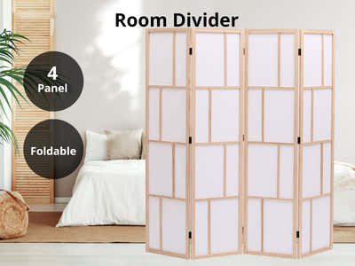 4-Panel Room Divider C M9 - Natural
