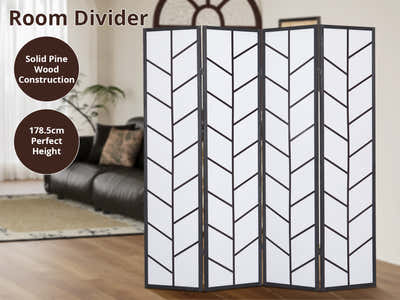 4-Panel Room Divider D P1 - Black