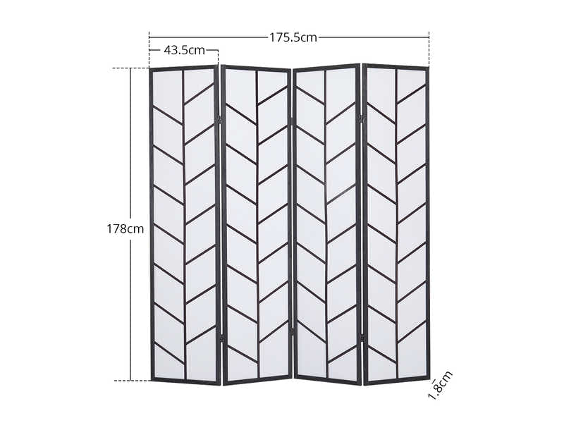 4-Panel Room Divider D P1 - Black