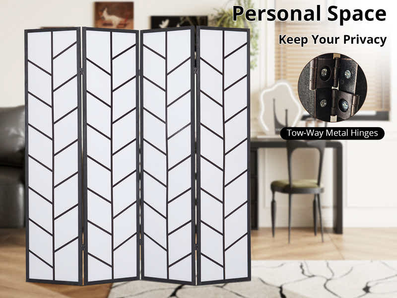 4-Panel Room Divider D P1 - Black