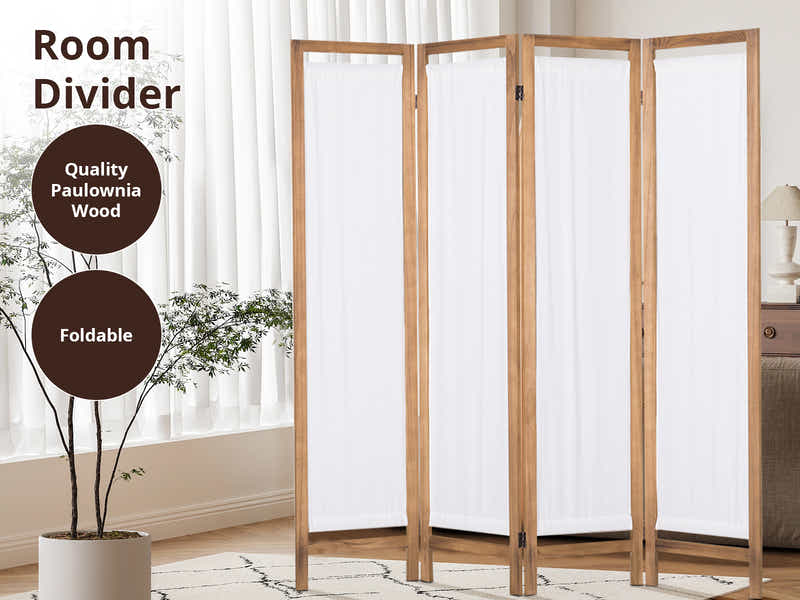 4-Panel Room Divider D S1 - Brown