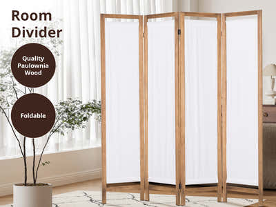 4-Panel Room Divider D S1 - Brown