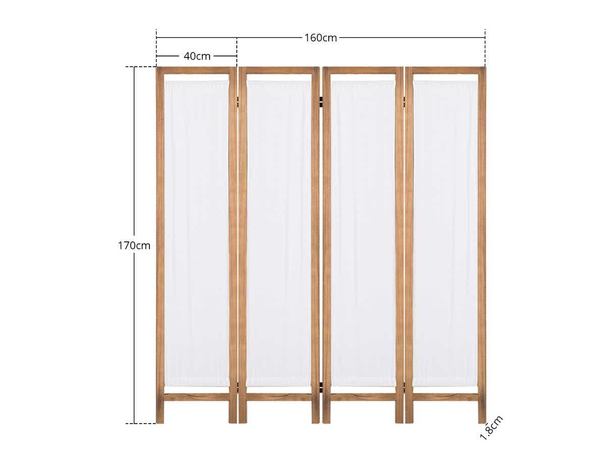 4-Panel Room Divider D S1 - Brown