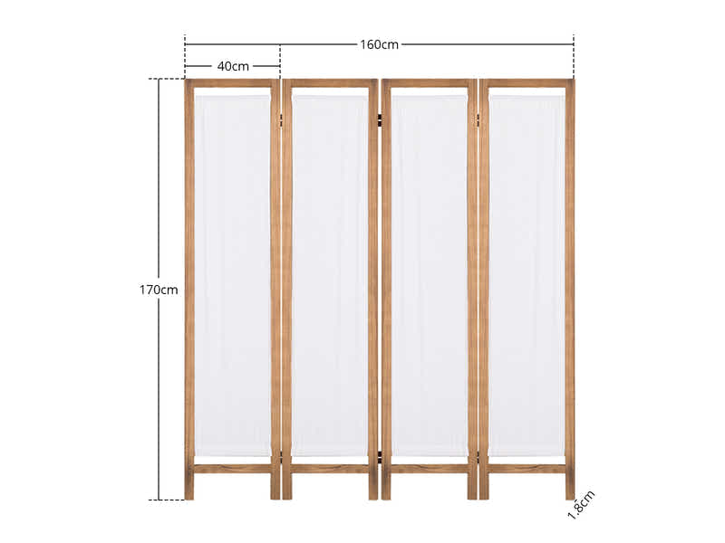 4-Panel Room Divider D S1 - Brown