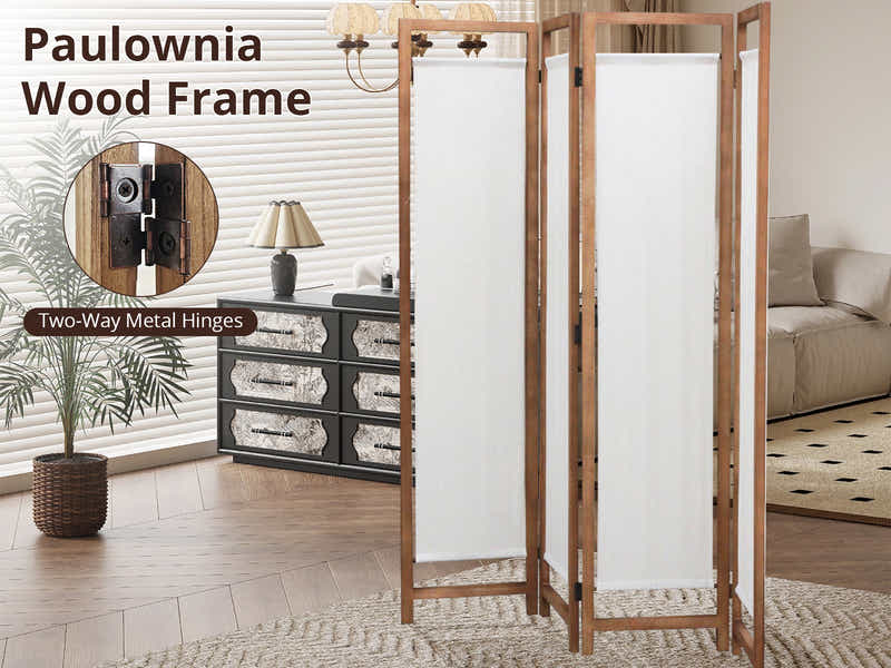 4-Panel Room Divider D S1 - Brown