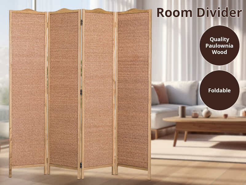 4-Panel Room Divider D S2 - Brown