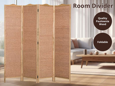 4-Panel Room Divider D S2 - Brown