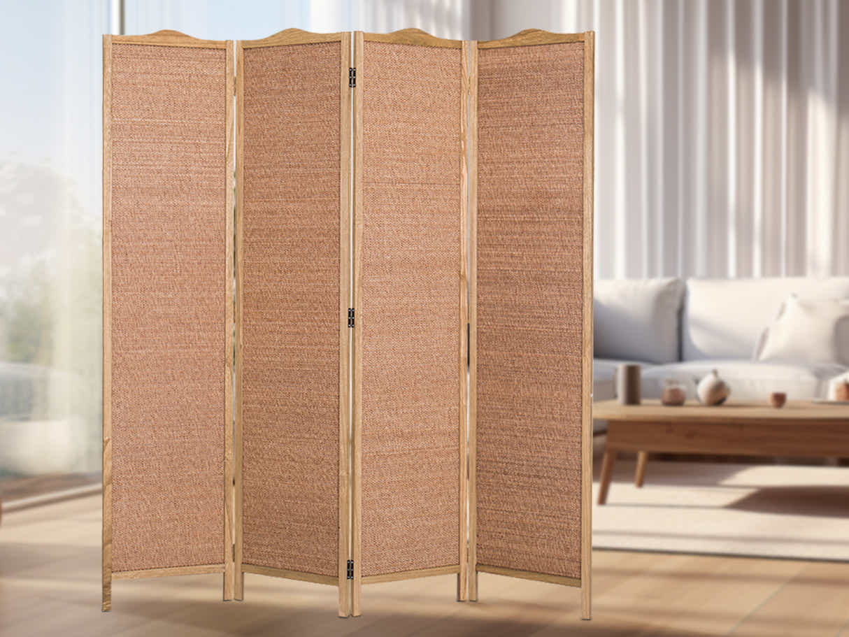 4-Panel Room Divider D S2 - Brown