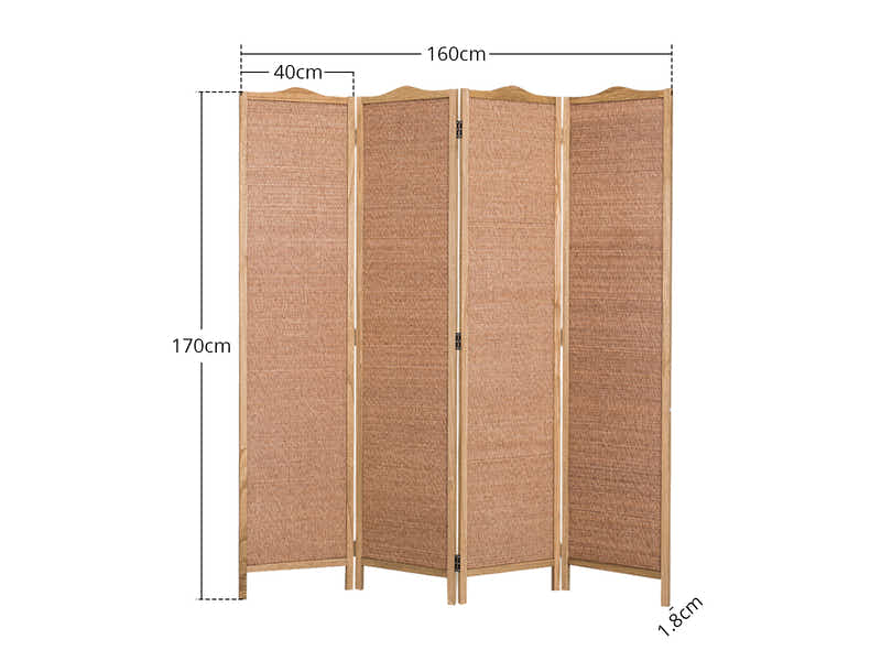 4-Panel Room Divider D S2 - Brown