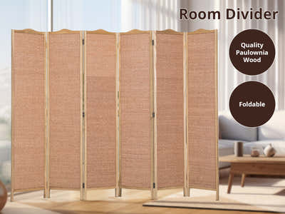 6-Panel Room Divider D S2 - Brown