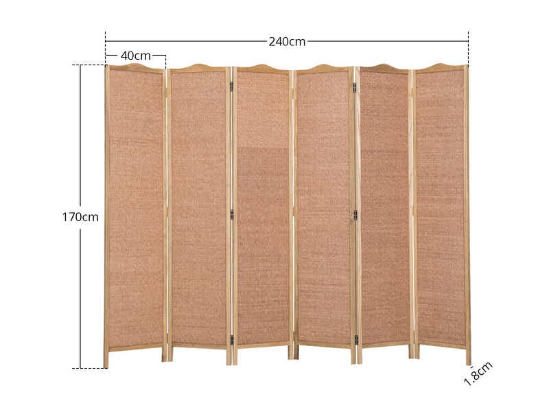 6-Panel Room Divider D S2 - Brown
