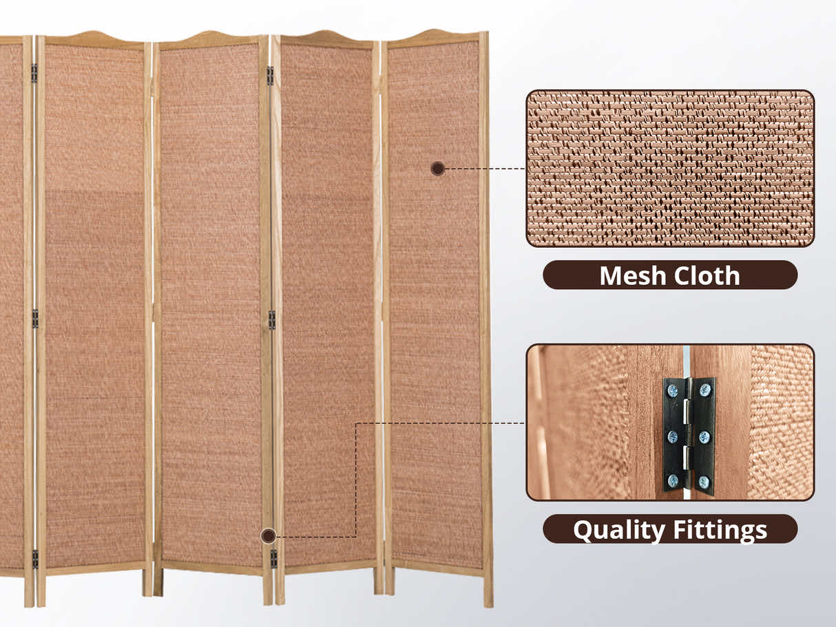 6-Panel Room Divider D S2 - Brown