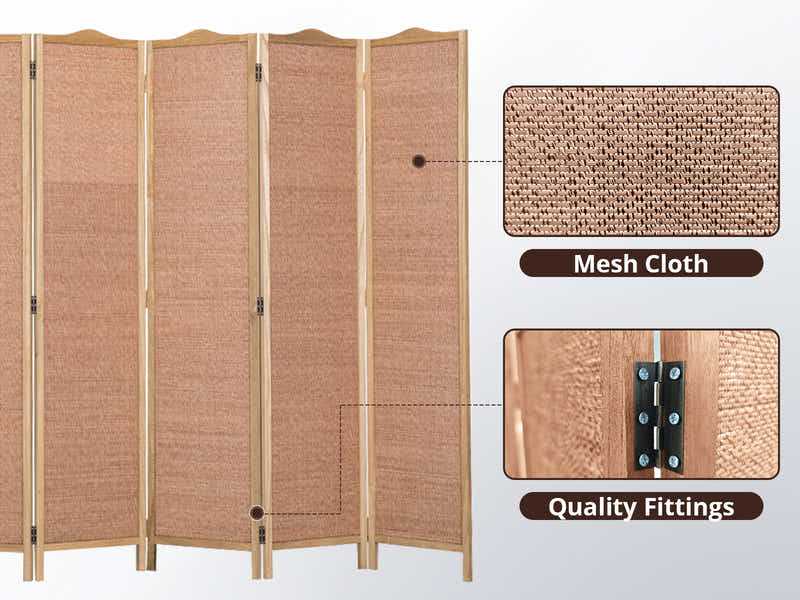 6-Panel Room Divider D S2 - Brown