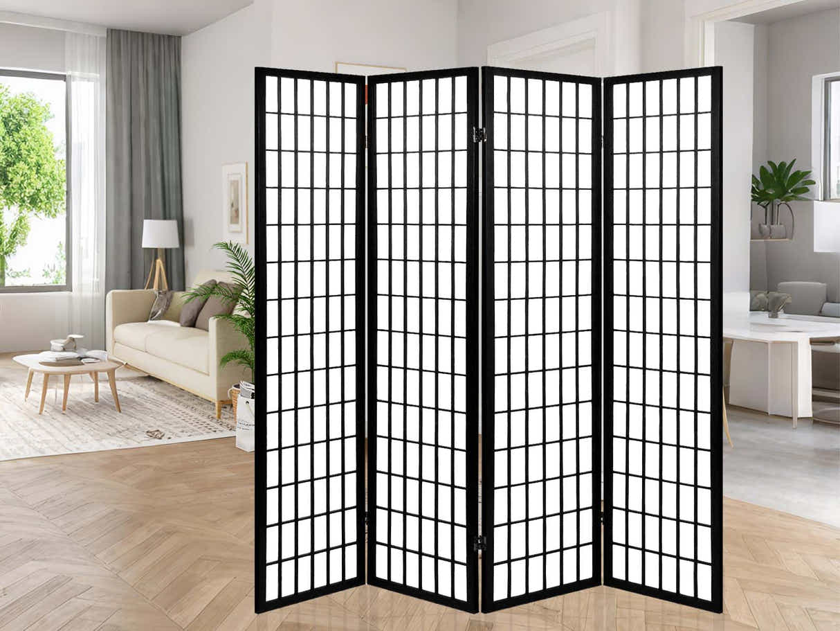 Room divider E P1 4 panel Black