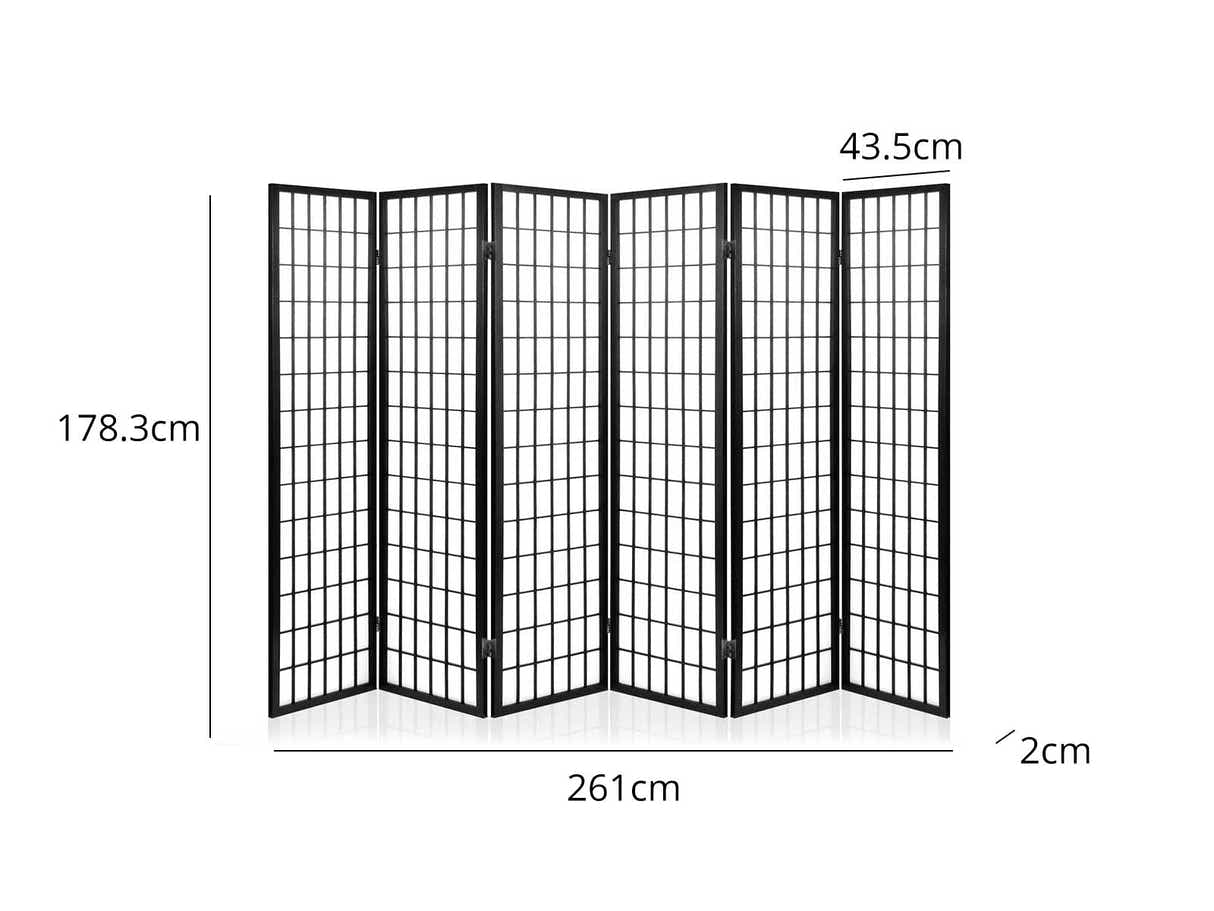 Room divider E P1 6 panel Black