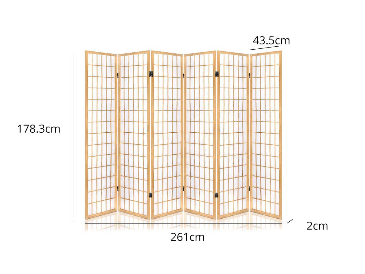 Room divider E P1 6 panel Natural