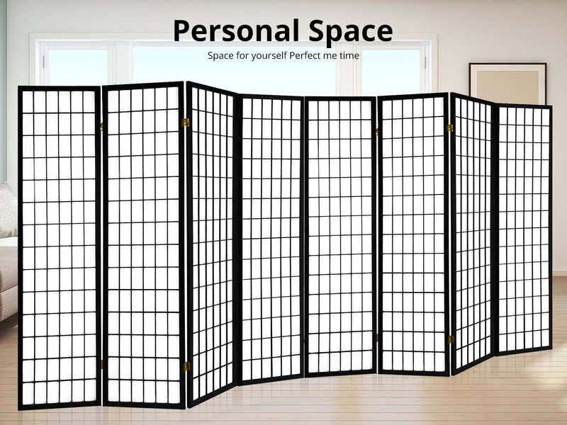 DS Room divider E P1 8 panel Black