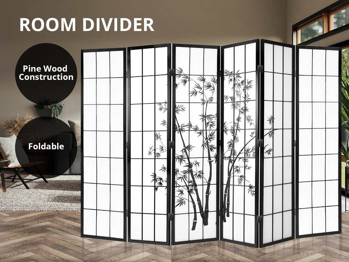 Room divider E P3 6 panel Black