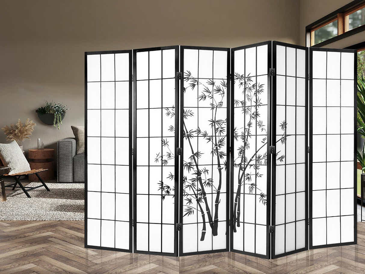 Room divider E P3 6 panel Black
