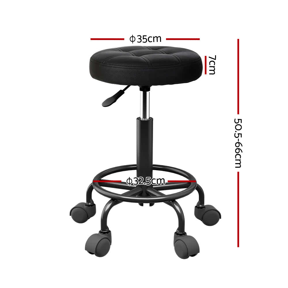 DS NA Artiss Salon Stool Round Swivel Chairs Black