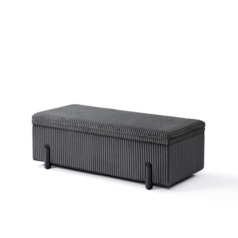 Arna Corduroy Ottoman Bench with Storage - Grey