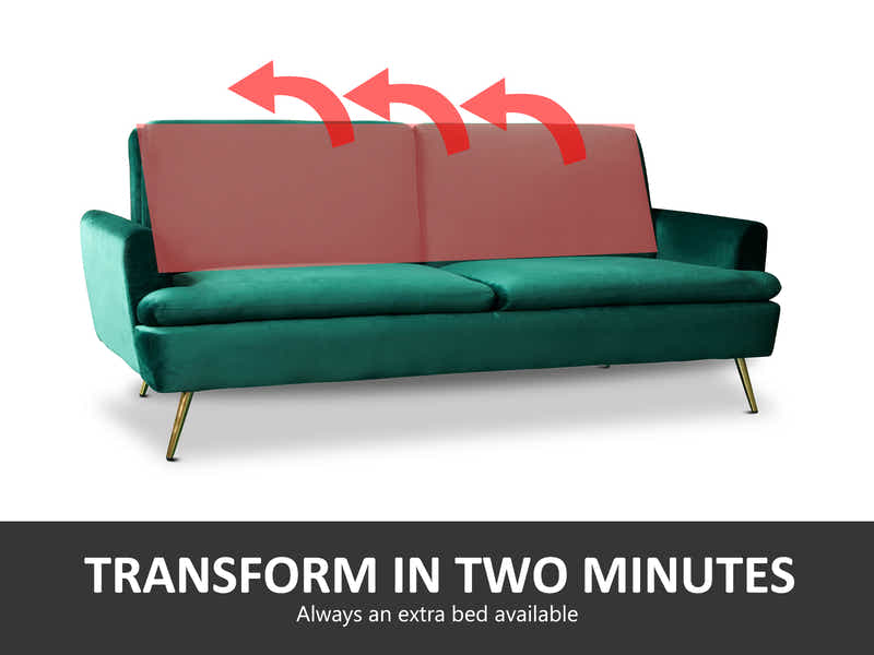 Gyllene Velvet Sofa Bed - Dark Green