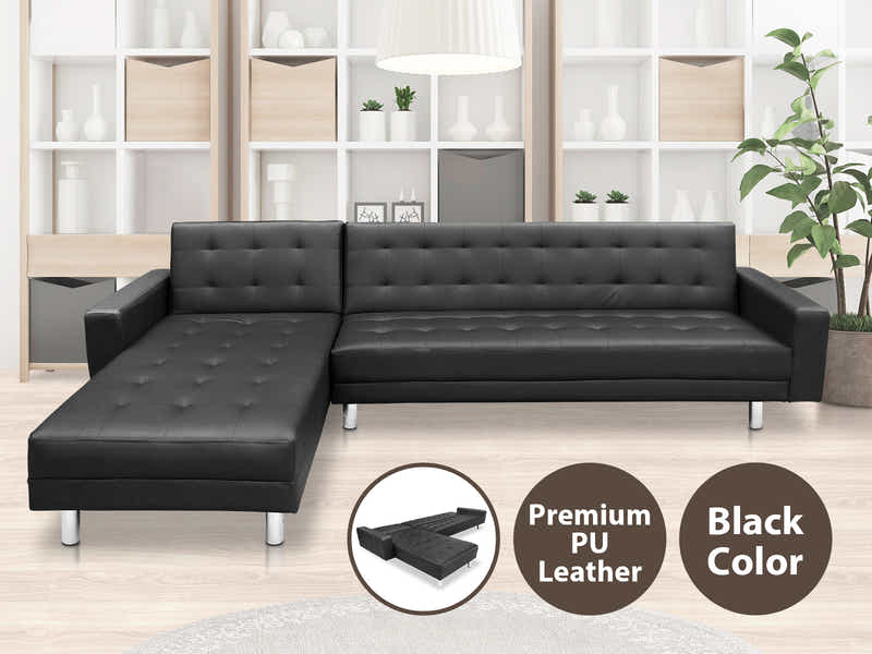 Klika PU Leather Sofa Bed - Black