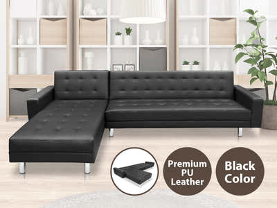 Klika PU Leather Sofa Bed - Black