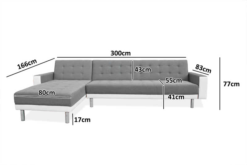 Klika Sofa Bed - Grey and White
