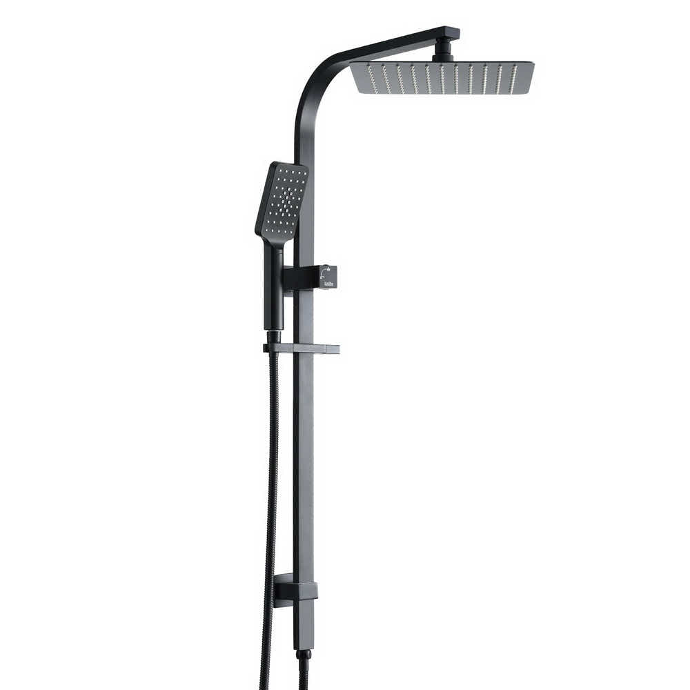 DS NA 10'' Rain Shower Head Set Handheld Square High Pressure Black