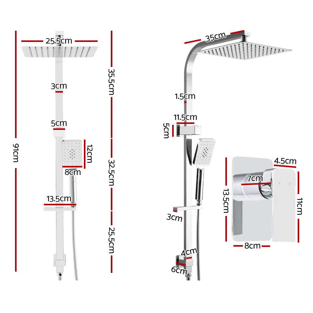 DS NA Cefito 10'' Rain Shower Head Set High Pressure Mixer Tap Chrome